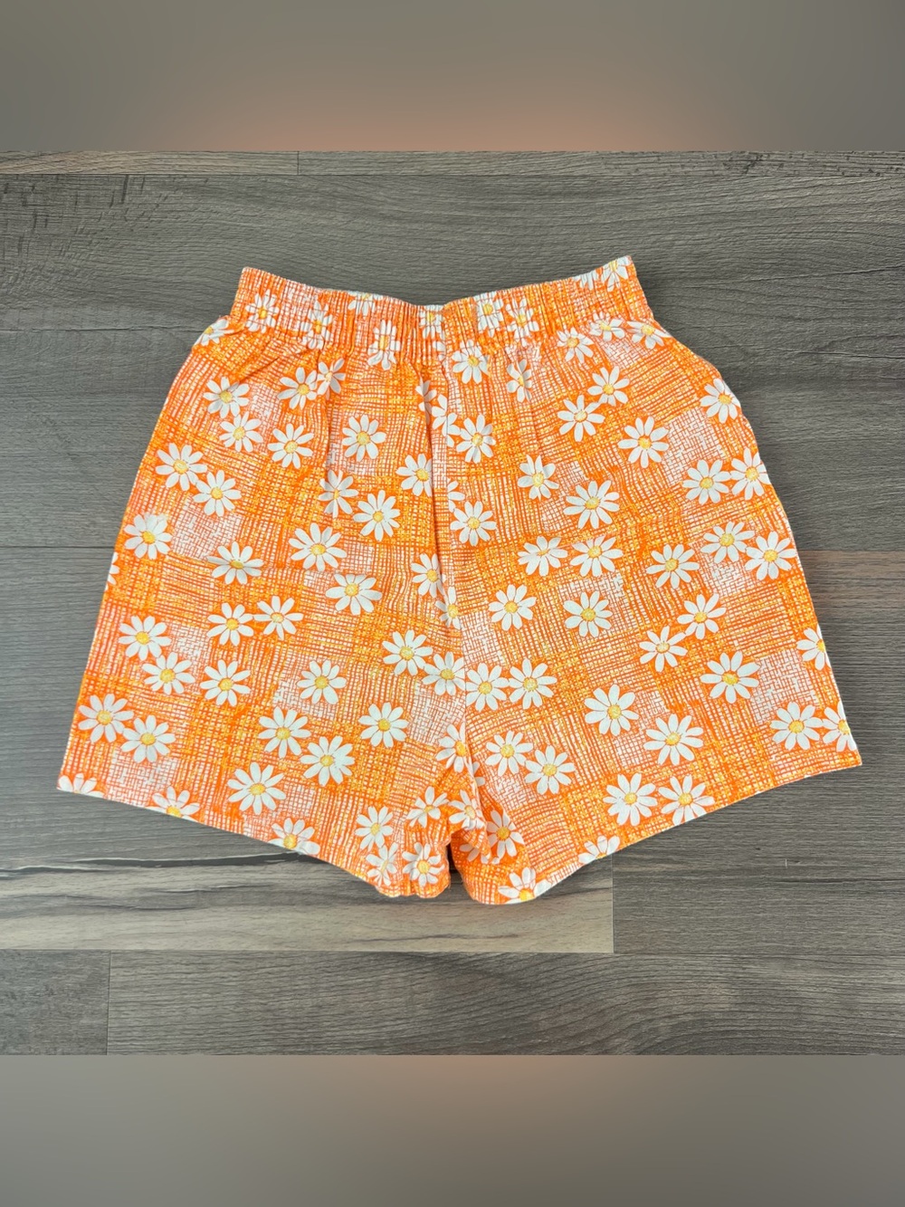 Vintage 90s Basic Editions Girls Orange Floral Shorts Size 7-8